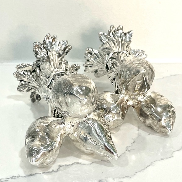 Antique Christofle Silver Plated Bronze Carrots Bud Vases-Lot of 2  three beets - Picture 5 of 5